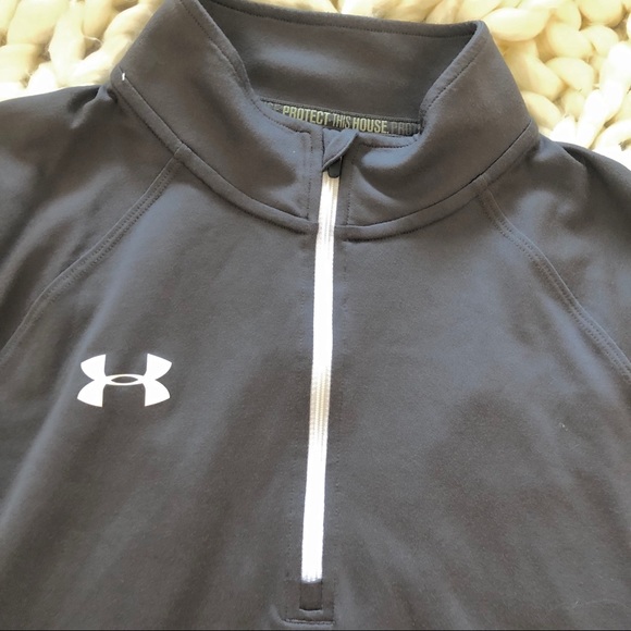 under armour Mens gray loose heatgear 1/2 zip up - Picture 4 of 5